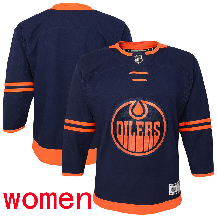 Custom Edmonton Oilers Women Alternate Premier Navy NHL Jersey